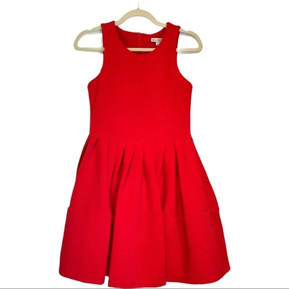 NWT Kling Brand Red Dress skater style Flattering fit womens dress size XS 0-2 - Picture 6 of 14